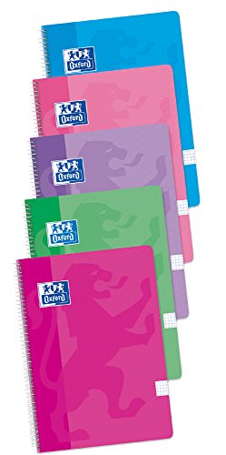 Pack 4+1 Cuadernos Folio(A4) Oxford. Tapa Blanda. 80 Hojas cuadrícula 4x4. Surtido aleatorio tendencia.