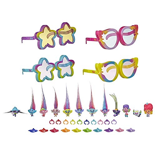 Pack de Tiny Dancers Rainbow Edition de Trolls 2: Gira Mundial de DreamWorks, Juguete con 12 Figuras Tiny Dancers, 4 Gafas de Sol, 10 Anillos pequeños, 10 pasadores
