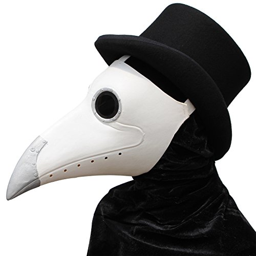 Pájaros Plague Doctor Nariz de Cosplay Fancy diseño gótico Steampunk Retro Máscara de Rock (Blanco)