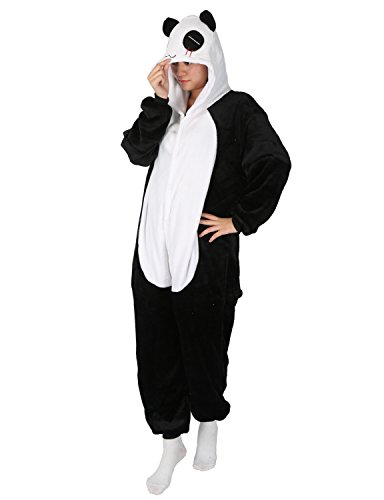 Panda Carnaval Disfraces Pijama Animales Disfraces Outfit Animales Dormir Traje Animales OneSize Sleepsuit con Capucha Adultos Unisex de Forro Polar Mono Disfraz (S, Panda-1)
