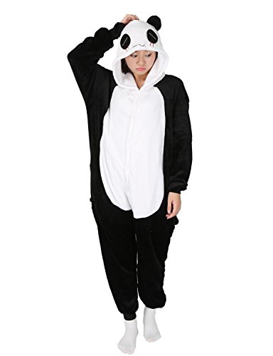 Panda Carnaval Disfraces Pijama Animales Disfraces Outfit Animales Dormir Traje Animales OneSize Sleepsuit con Capucha Adultos Unisex de Forro Polar Mono Disfraz (XL, Panda-1)