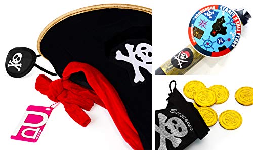 papapanda Sombrero de Pirata con Parche telescopio Monedas para niños