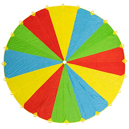 Paracaídas de Color Grande Arcoiris de 20 pies con 24 asas - Popular en Manta de picnic al aire libre, juego de fiesta, actividad grupo (niños de 6-12 años)