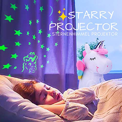 Peluche Proyector Estrellas Unicornio luz nocturna para niños, Unicornio regalo juguete para niña fiesta cumpleaños - InnoBeta Cornie