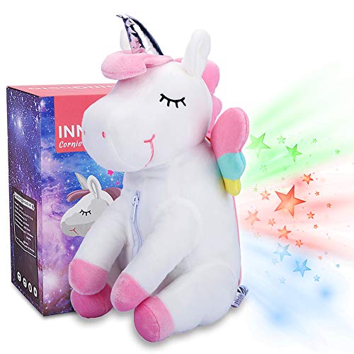 Peluche Proyector Estrellas Unicornio luz nocturna para niños, Unicornio regalo juguete para niña fiesta cumpleaños - InnoBeta Cornie