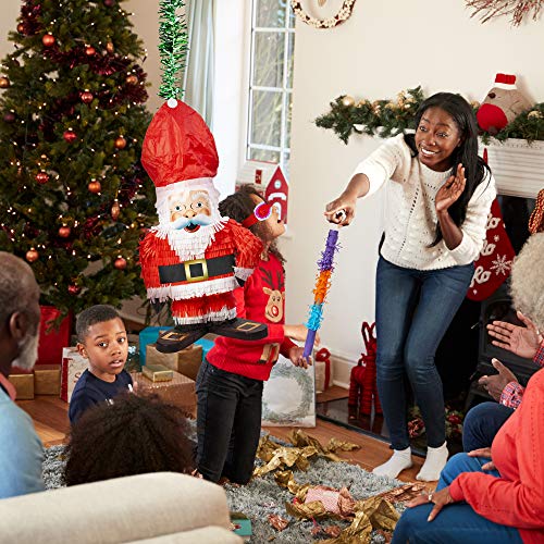 Piñata de Papa Noel Santa - Entretenimiento perfecto de Navidad, con Palo y Venda para los ojos, ideal para cada fiesta de Navidad, actividad de juego para jóvenes y adultos.