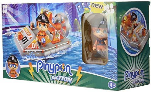 Pinypon Action- Lancha de Rescate de Policía con 1 Figurita, para niños y niñas a Partir de 4 años, Multicolor (Famosa 700015050)