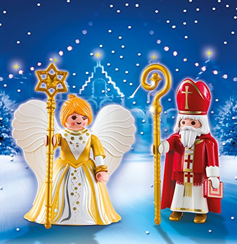 PLAYMOBIL - Christmas San Nicolás y Ángel de Navidad Playsets de Figuras de jugete, Color Multicolor (5592)