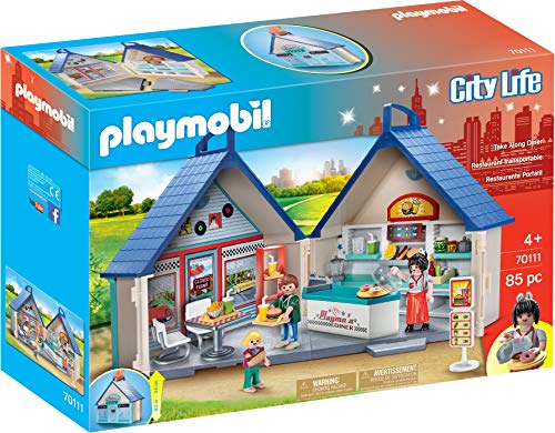 Playmobil City Life - 70111 - Juegos de construcción - Cena de Comida rápida para Llevar