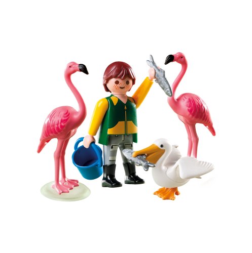 PLAYMOBIL - Cuidador de Zoo con pájaros exóticos, Set de Juego (4758)