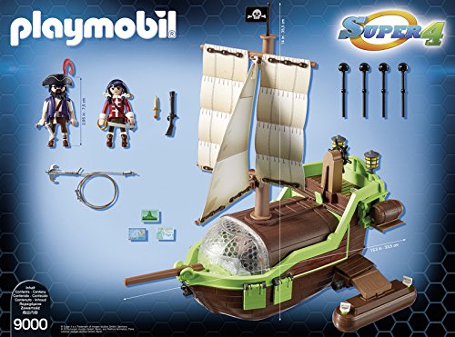 PLAYMOBIL-Pirata Camaleón con Ruby y un Barco Personajes de la serie Super 4, multicolor, 51,5 x 14,2 x 38,5 cm 9000