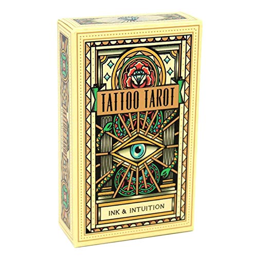 POHOVE 78 Piezas para Fiesta Tatuaje Cartas de Tarot Juego de Mesa Cubierta de casa Regalo portátil Misterioso
