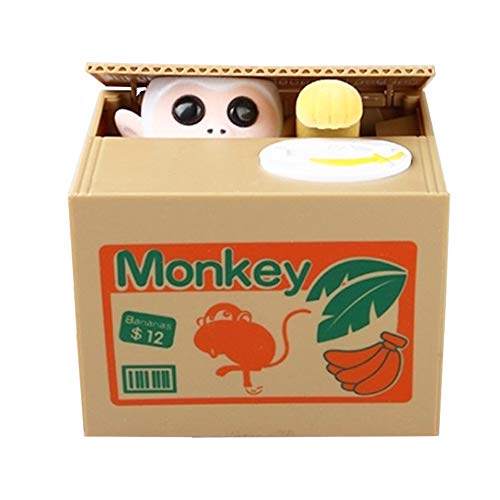 PowerKing Robo de una Moneda con Caja de ratón - Piggy Bank - Ratón - Hablando en inglés - Gran Regalo para Cualquier niño (Monkey)