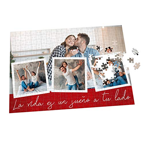 Puzzle con Collage Personalizado con Fotos y Frase - Varios tamaños - 192 Piezas