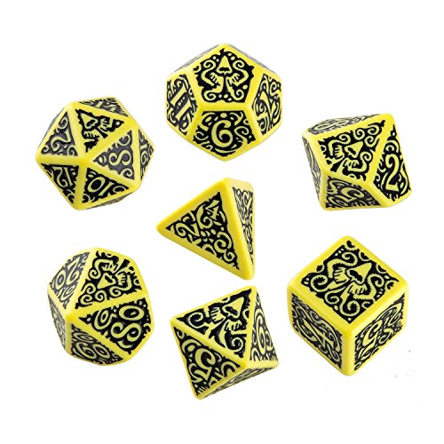 Q Workshop Call of Cthulhu The Outer Gods Hastur RPG Ornamented Dice Set 7 Polyhedral Pieces