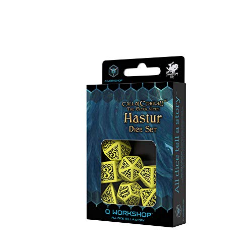 Q Workshop Call of Cthulhu The Outer Gods Hastur RPG Ornamented Dice Set 7 Polyhedral Pieces