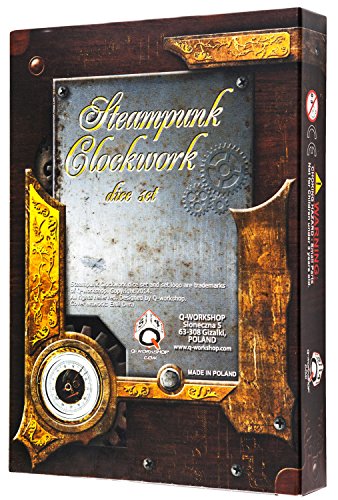 Q Workshop Steampunk Clockwork Caramel & White RPG Dice Set 7 Polyhedral Pieces