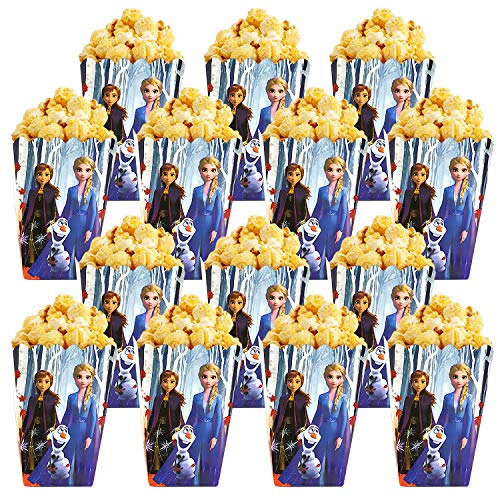 Qemsele Bolsas de Palomitas de maíz, 30 Cajas de Palomitas de maíz contenedores de Palomitas de maíz para Fiestas de cumpleaños, Noches de Cine, Carnaval, Teatro y Regalos de Fiesta (Frozen II)