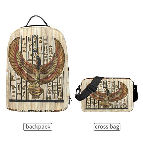 QMIN Mochila antigua religión egipcia de pergamino desmontable para la escuela, mochila de viaje, universidad, bolsa organizadora con cremallera, para niños, niñas, mujeres y hombres