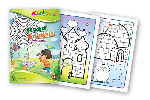QuackDuck libro para colorear Road Animals - Animales de camino - Colorful mazes - Labyrinth sobre fondo multicolor - Bloc para niños a partir de 4 años