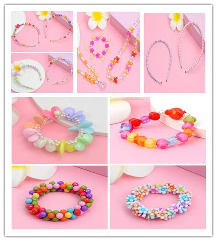Queta Cuentas de Collares para niñas Bricolaje Kits de Abalorios de Pulseras Perlas para niños Hechas a Mano 2 * 24 Rejillas