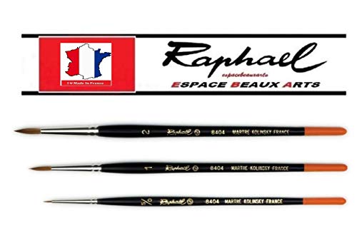 Raphael Series 8404 Brush, Pincel de Arena roja kolinsky, Juego de 3 Piezas, tamaño 5/0.1, 2. (Raphael France) Espace Beaux Arts