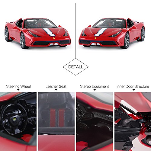 RASTAR Ferrari - Coche con mando a distancia, 1/14 Ferrari 458 Special A Rojo Toy Car - Convertible, Auto Open/Cerrar