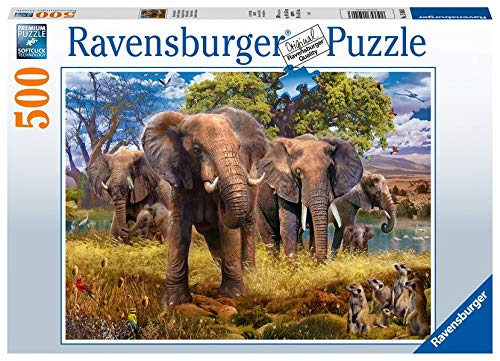 Ravensburger- Elefantenfamilie Puzzle 500 Piezas, Multicolor (15040)