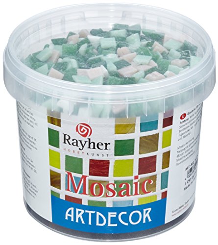 Rayher 1453013-Azulejos para Hacer mosaicos de 1 cm. 1300 Piezas / 1 kg. Sobre Madera, Vidrio, Metal, cerámica, etc, Verde