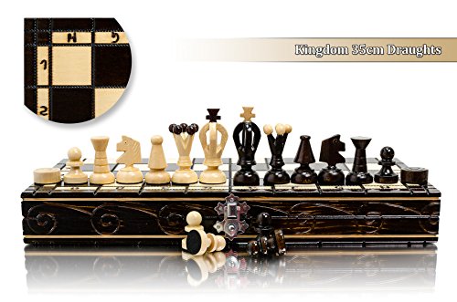 Reino ajedrez de madera 35cm/14 en juego y Damas / Damas, juego clásico