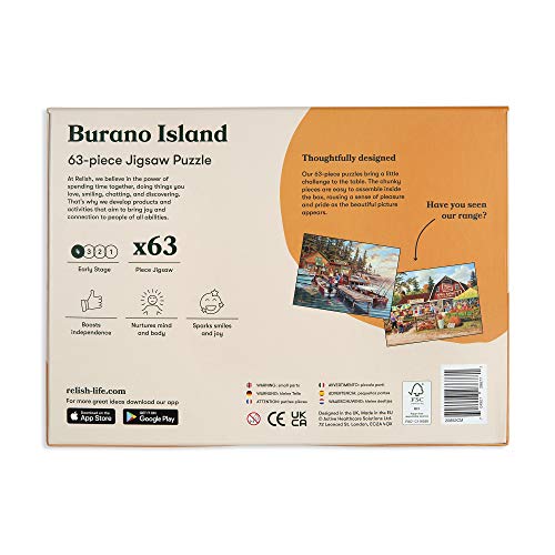 Relish ‘Burano Island’ Puzle de 63 Piezas - diseñado para Personas ancianas con Demencia / Alzheimer’s