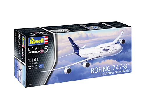 Revell-03891 Boeing 747-8 Lufthansa New Livery, Kit Modelo, Escala 1:144, Color Blanco, 52.5 cm (03891)