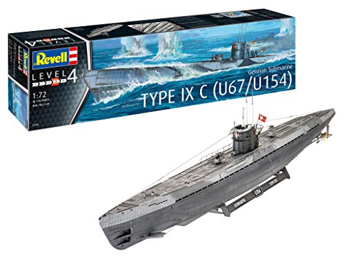 Revell-German Submarine Type IX C U67/U, Escala 1:72 Kit de Modelos de plástico, Multicolor, 1/72 05166 5166