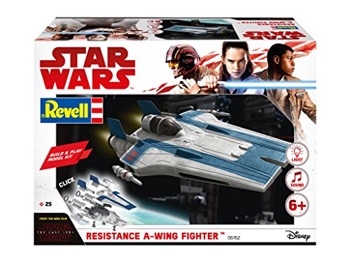 Revell Star Wars Episodio VIII Build & Play Resistance A-Wing Fighter, Blue, con Luces y Sonidos, Escala 1:44 (06762), Color 06762-blue, with Lights & Sounds, Scale