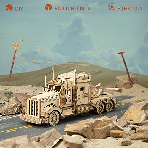 Robotime Camion Pesado Rompecabezas 3D Construye en tu Propio Juego de Modelos de Corte láser de Madera Adultos Construcción de Edificios Artesanía para niños