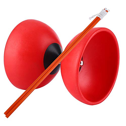 Rodamiento Triple de diábolo, Colorido Yoyo Chino Diabolo Juego de rodamientos de diabolo con Manillar(Rojo)