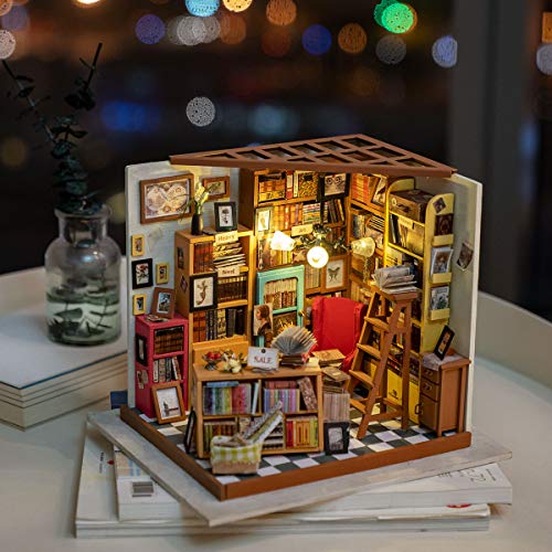 Rolife Miniature Dollhouse Kit DIY Biblioteca de Madera Modelo de casa para niñas y niños niños 14 15 16 17 años de Edad hasta(Sam's Study)