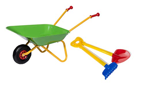 Rolly Toys Pala y rastrillo (Carretilla de Metal soporta hasta 25 kg, a Partir de 2 años), Color Verde, 1 RAD (272846)