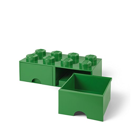 Room Copenhagen-40061734 Caja de Almacenaje Apilable, Ladrillo 8 pomos, 2 Cajones, 9.4 l, color verde (green), 50 x 25 x 18 cm (Lego 40061734)