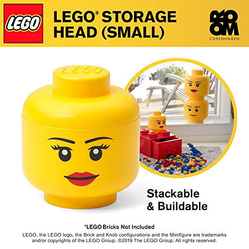 Room Copenhagen-Emblemática cabeza pequeña de LEGO, caja de almacenaje apilable, 2,0 l, amarilla, Niña, color (40311725)