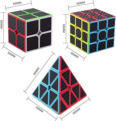 ROXENDA Speed Cube Set, Cubos de Velocidad de 2x2 3x3 Pirámide, Super-Durable con Colores Vivos, Giro Fácil y Juego Suave