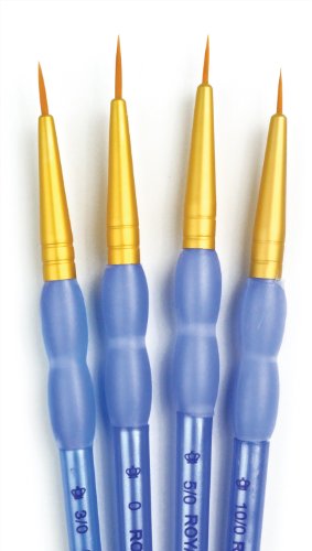 Royal & Langnickel Golden Taklon - Juego de pinceles para detalles (material sintético), color dorado y azul