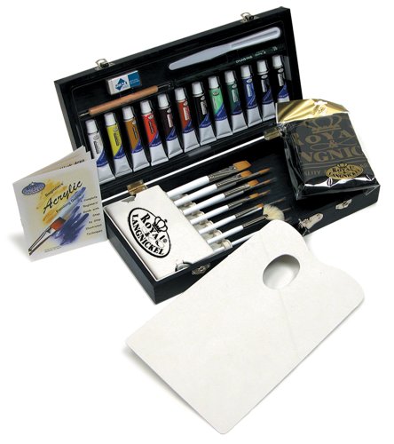 Royal & Langnickel RSET-ACRY2000 - Maletín para pintura acrílica (incluye 12 pinceles de fibra de taklon, puntas variadas)
