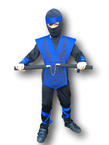 Rubber Johnnies TM Disfraz de Sub Zero de Mortal Kombat para niños, Streetfighter, Ninja