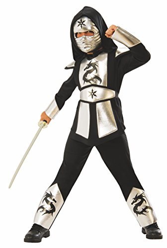 Rubies - Disfraz ninja dragon silver para niño, infantil 3-4 años (Rubies 641142-S)