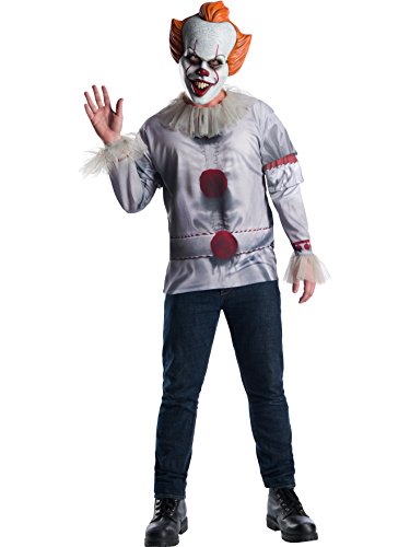Rubies Disfraz oficial de payaso Pennywise IT, camiseta y máscara para adultos, versión de película de 2017, talla XL para adultos