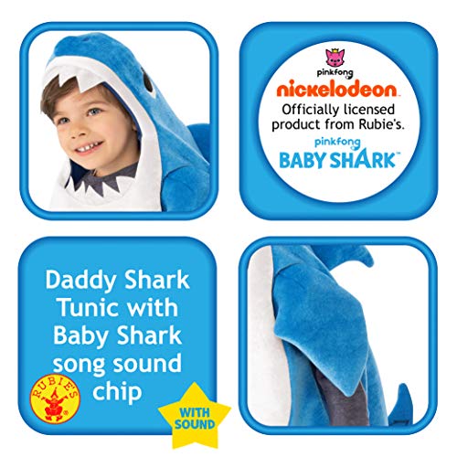 Rubies Disfraz oficial de tiburón de papá para niños, reproduce la melodía de tiburón bebé, talla de niños de 6 meses a 1 año