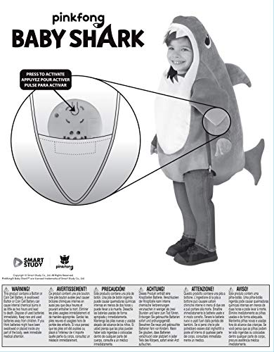 Rubies Disfraz oficial de tiburón para niños, reproduce la melodía de tiburón bebé, talla de 6 meses a 1 año