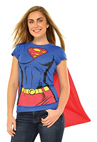 Rubies Juego de camiseta oficial de DC Comic Supergirl, kit de disfraz instantáneo para mujer, camiseta y capa adjunta, talla XL
