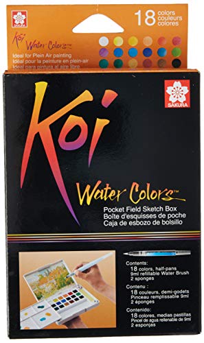 Sakura Juego de acuarelas Koi, caja de 36 colores, set para bocetos